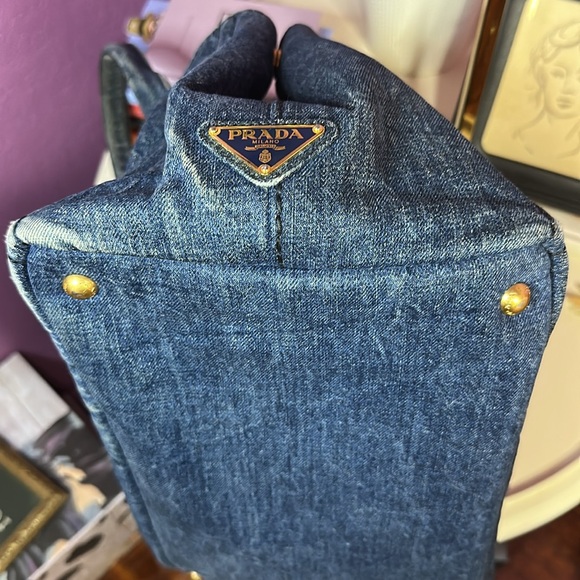 Prada Canapa Large Blue Denim Tote - Picture 6 of 17